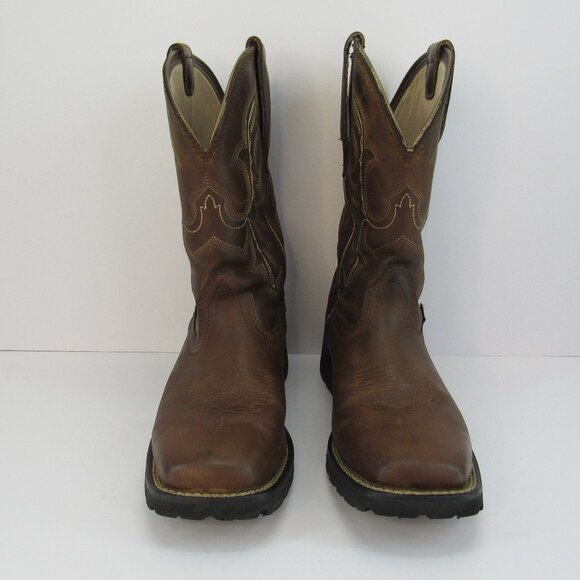 Ariat Men's Brown Square Toe Waterproof Embroidered Boots Size 7.5B - Picture 1 of 10
